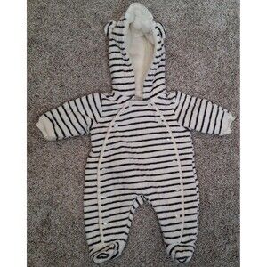 Baby Bunting Hooded Nordstrom Baby Stripe White Gray Mitts Size Newborn